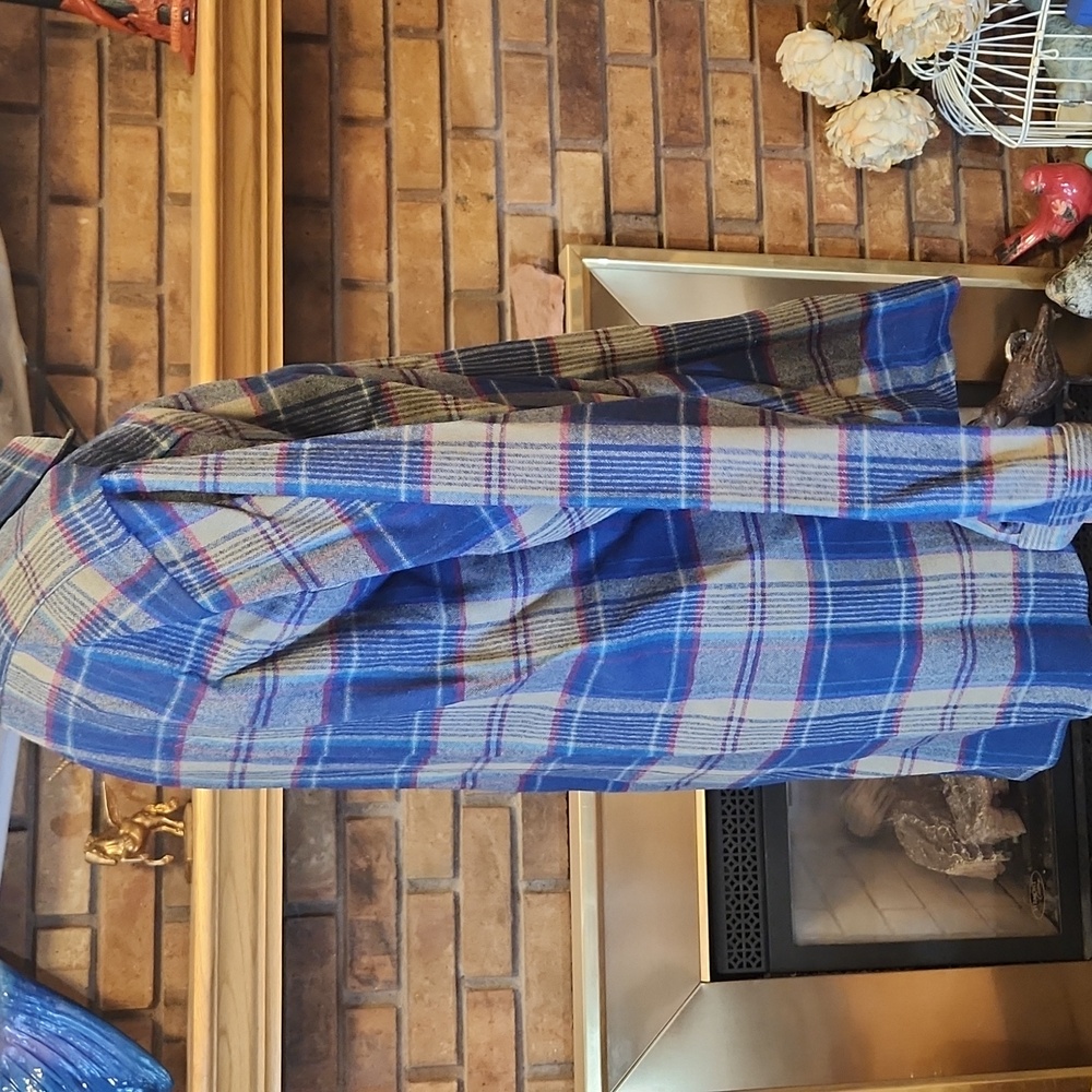 Pendleton Blue Beige Plaid Button Down Shirt Wool… - image 7